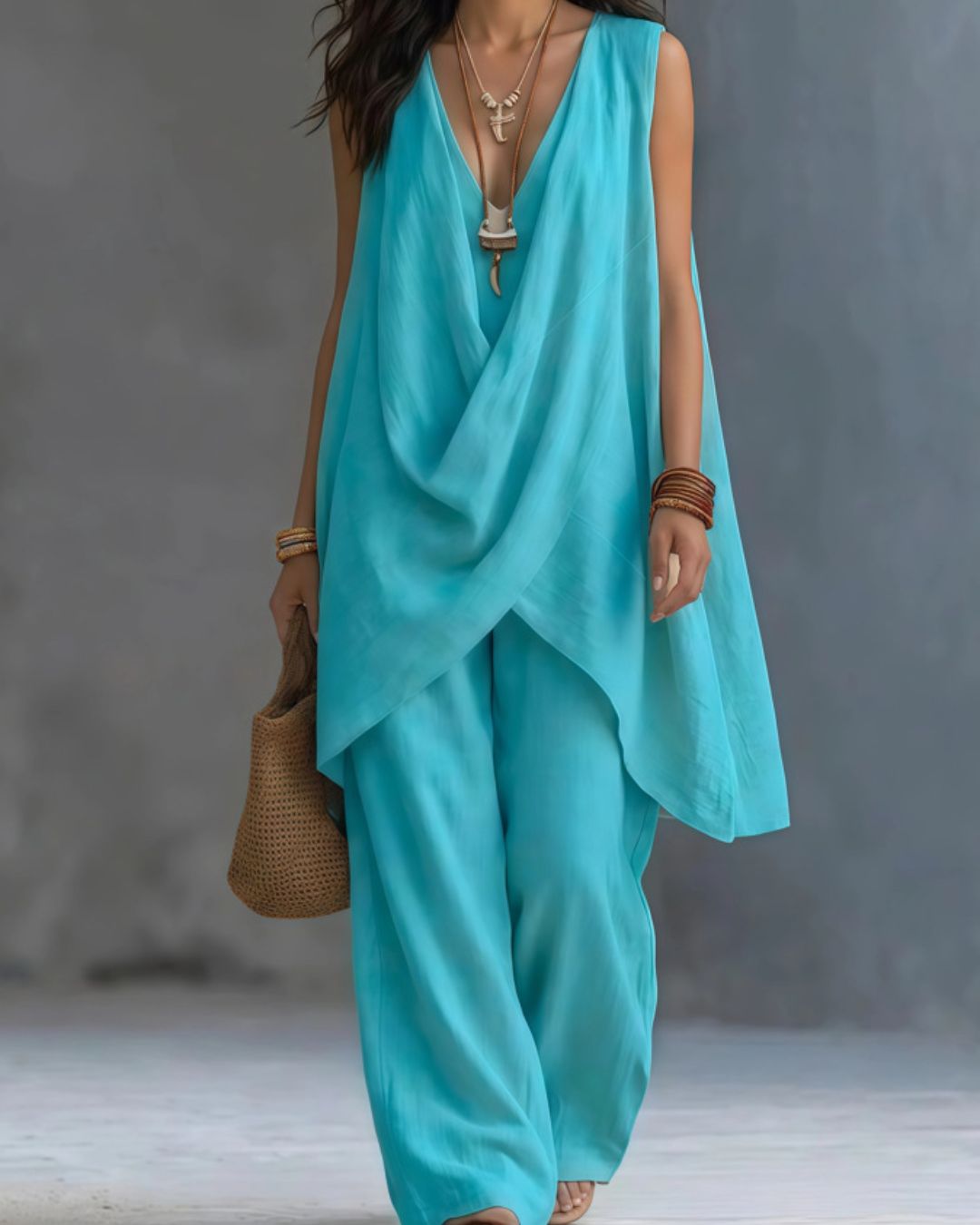 🌷 Boho Draped Two-Piece Set