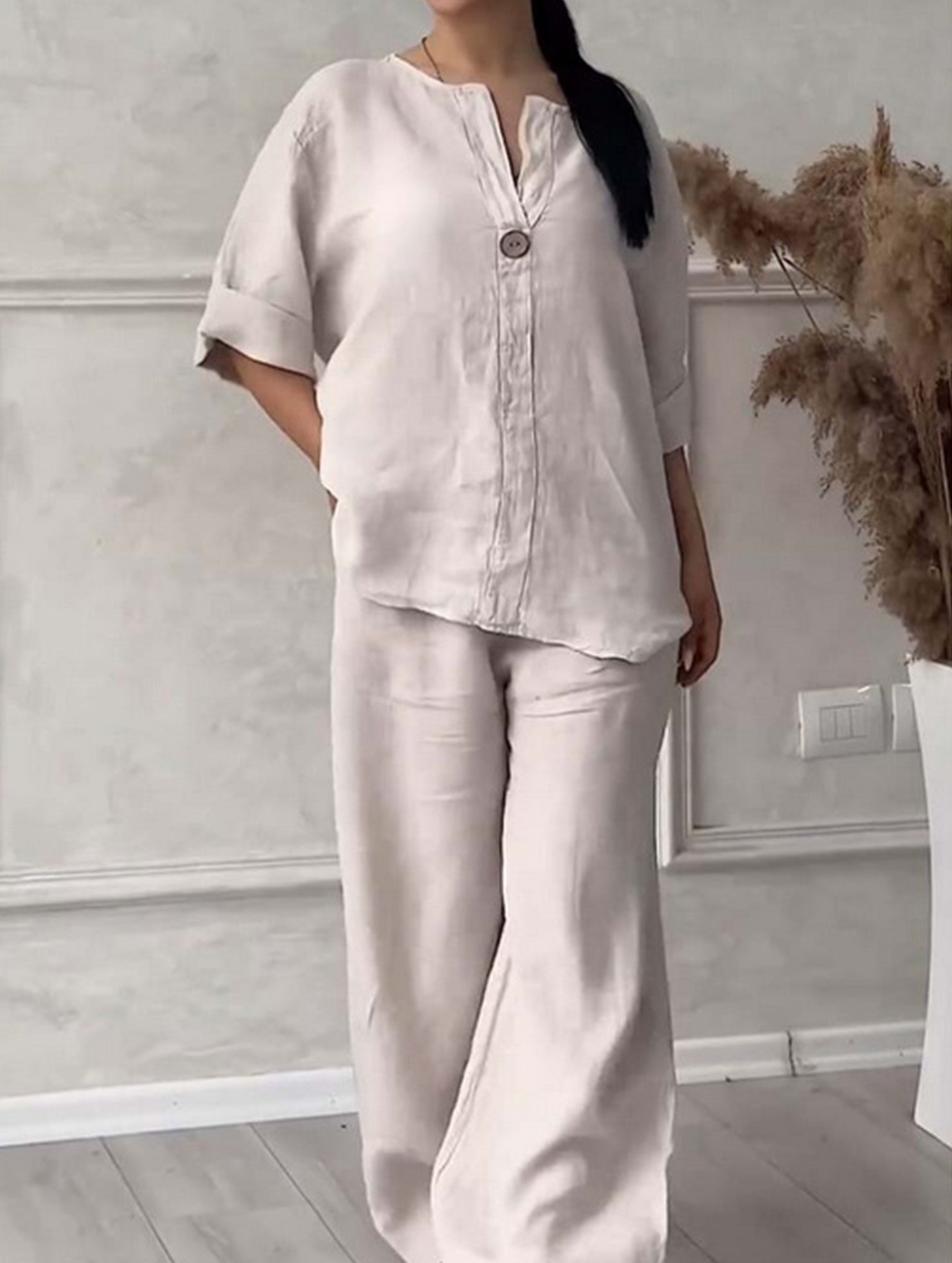 🌷🌷Stylish solid color cotton and linen casual suit trousers