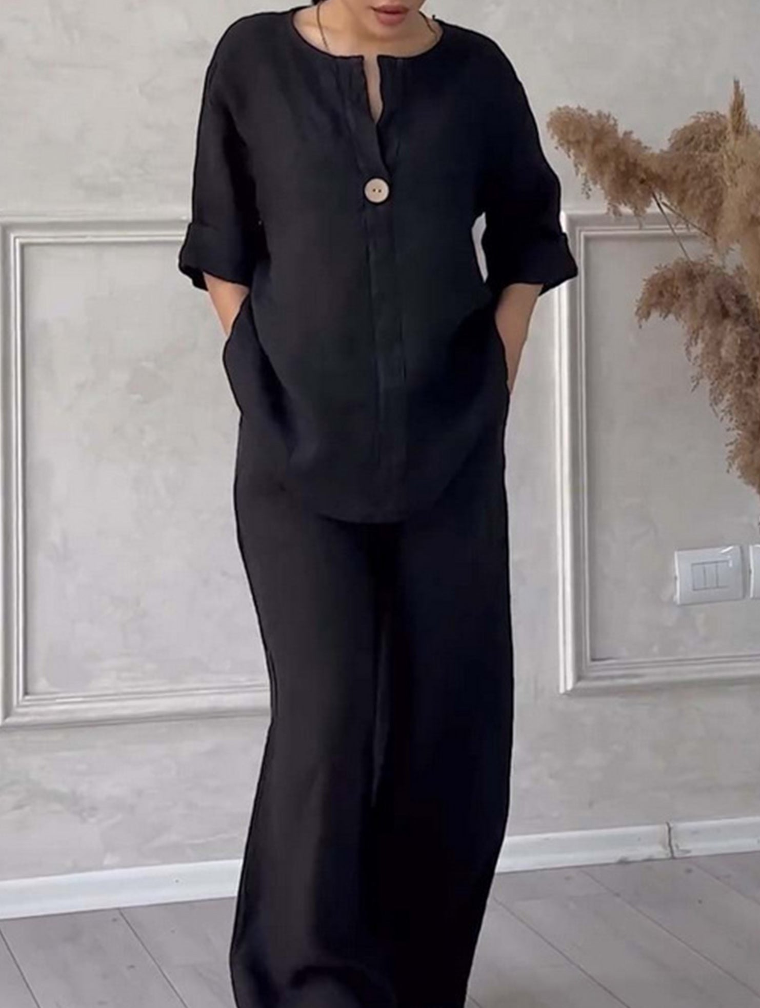 🌷🌷Stylish solid color cotton and linen casual suit trousers