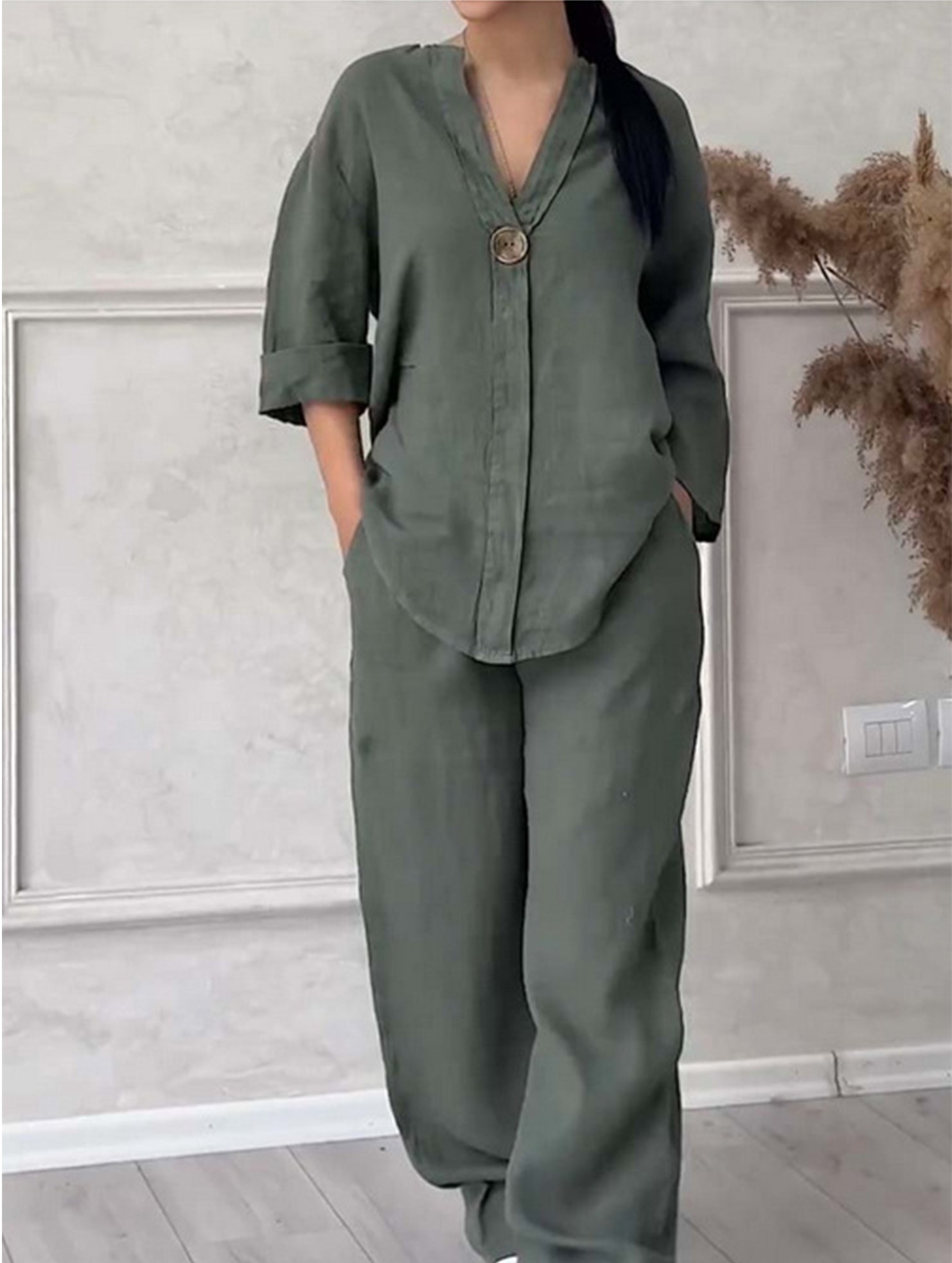 🌷🌷Stylish solid color cotton and linen casual suit trousers