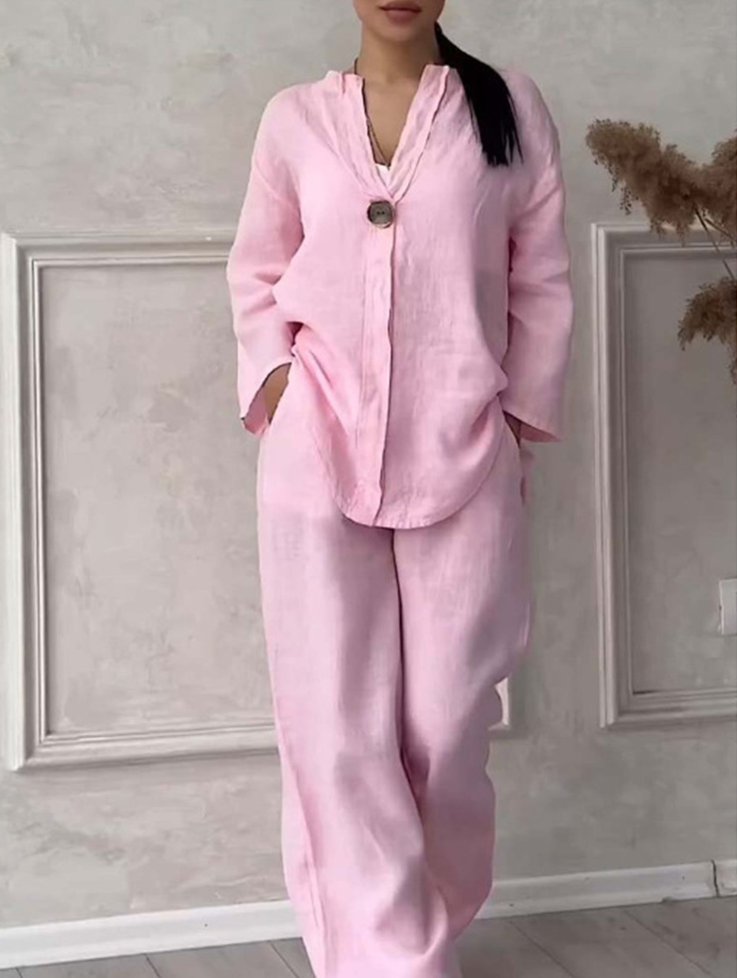 🌷🌷Stylish solid color cotton and linen casual suit trousers