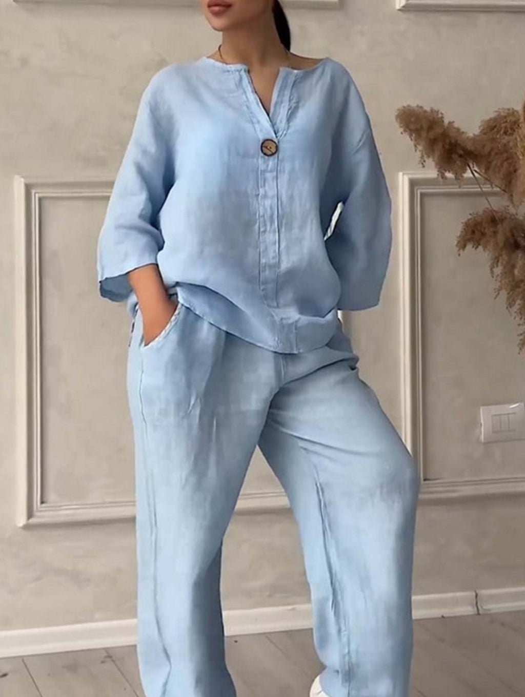 🌷🌷Stylish solid color cotton and linen casual suit trousers