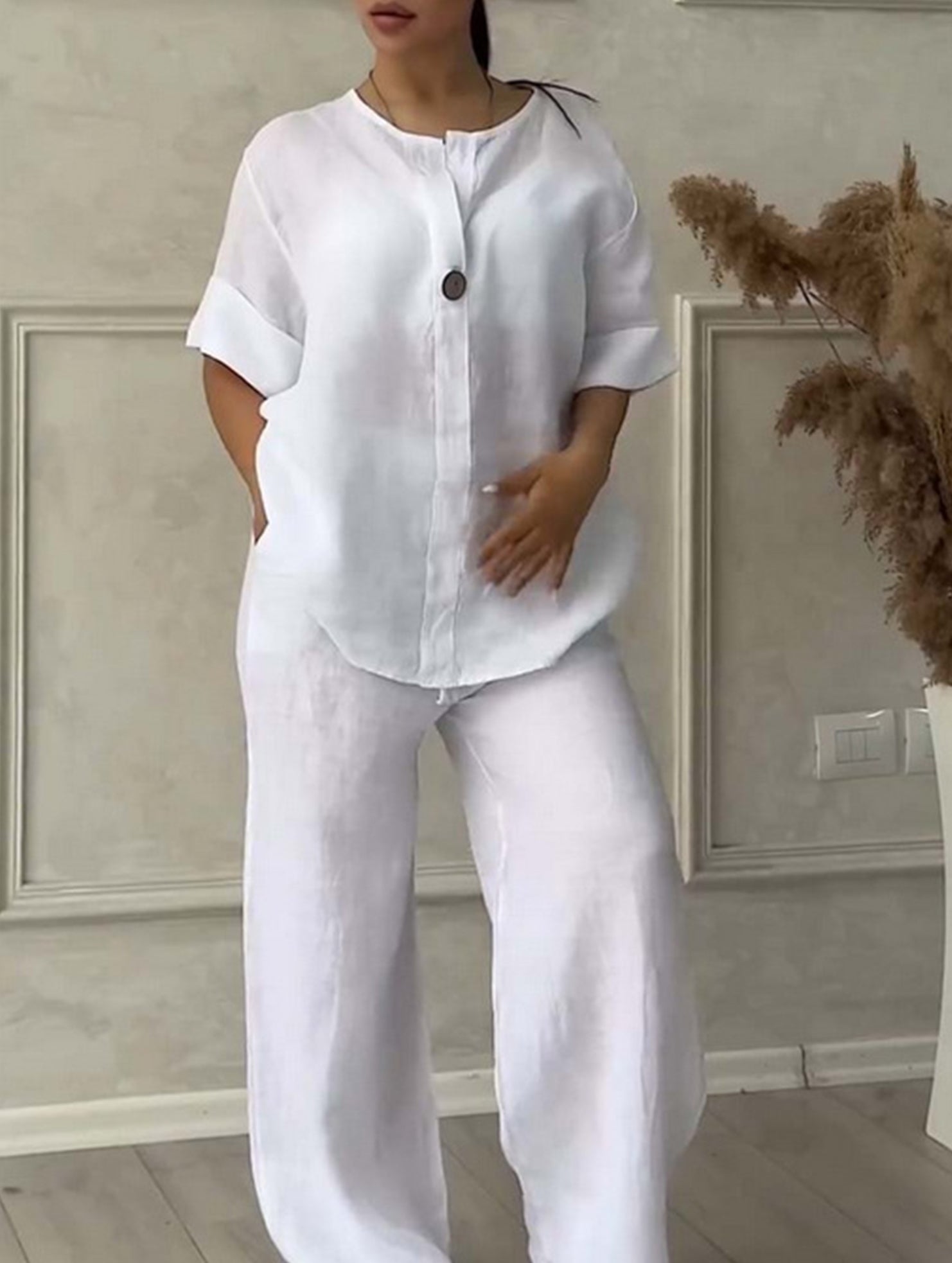 🌷🌷Stylish solid color cotton and linen casual suit trousers