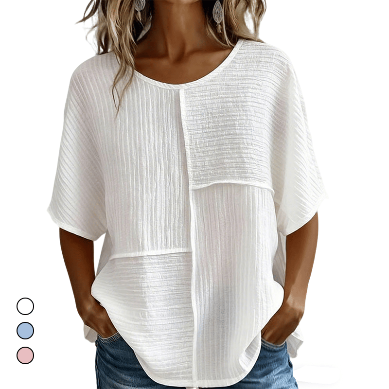 🌷🌷Vertical Textured Patchwork Top – Slimming & Effortless Style