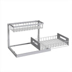 2 Tier Under Sink and Cabinet Organizer with Pull Out and Slide Out for Kitchen and Bathroom Storage, White (2-Pack)