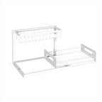2 Tier Under Sink and Cabinet Organizer with Pull Out and Slide Out for Kitchen and Bathroom Storage, White (2-Pack)