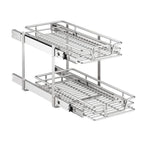 2 Tier Under Sink and Cabinet Organizer with Pull Out and Slide Out for Kitchen and Bathroom Storage, White (2-Pack)