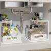 2 Tier Under Sink and Cabinet Organizer with Pull Out and Slide Out for Kitchen and Bathroom Storage, White (2-Pack)