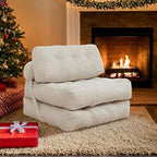 💚Camel Faux Fur Fabric Bean Bag Chair, Chaise Lounge Sofa with Foam Filling for Living Room,Bedroom and Dorm, No Assembly