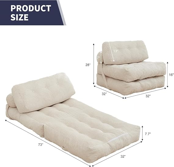 💚Camel Faux Fur Fabric Bean Bag Chair, Chaise Lounge Sofa with Foam Filling for Living Room,Bedroom and Dorm, No Assembly