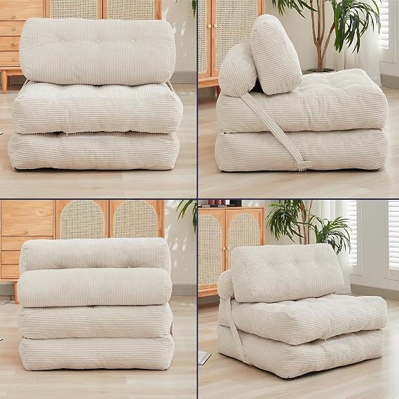 💚Camel Faux Fur Fabric Bean Bag Chair, Chaise Lounge Sofa with Foam Filling for Living Room,Bedroom and Dorm, No Assembly