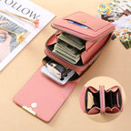 🌷🌷Fashionable Soft Vegan Leather Double Zipper Cross-body Wallet Bags