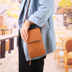 🌷🌷Fashionable Soft Vegan Leather Double Zipper Cross-body Wallet Bags