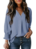 🔥🔥🔥Limited time sale Womens Casual 3/4 Sleeve V Neck Loose Fit Basic Tees