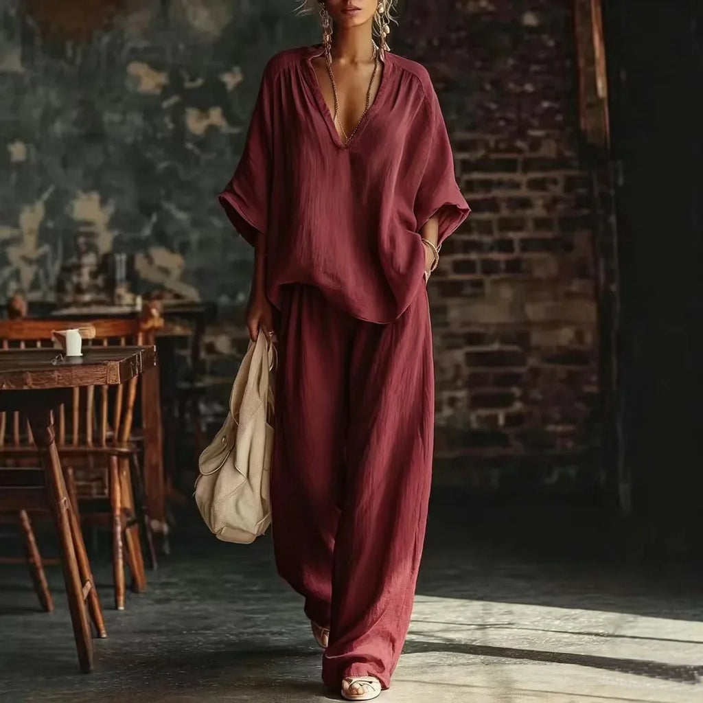 🌷Danae Relaxed Wide Leg Pant Set