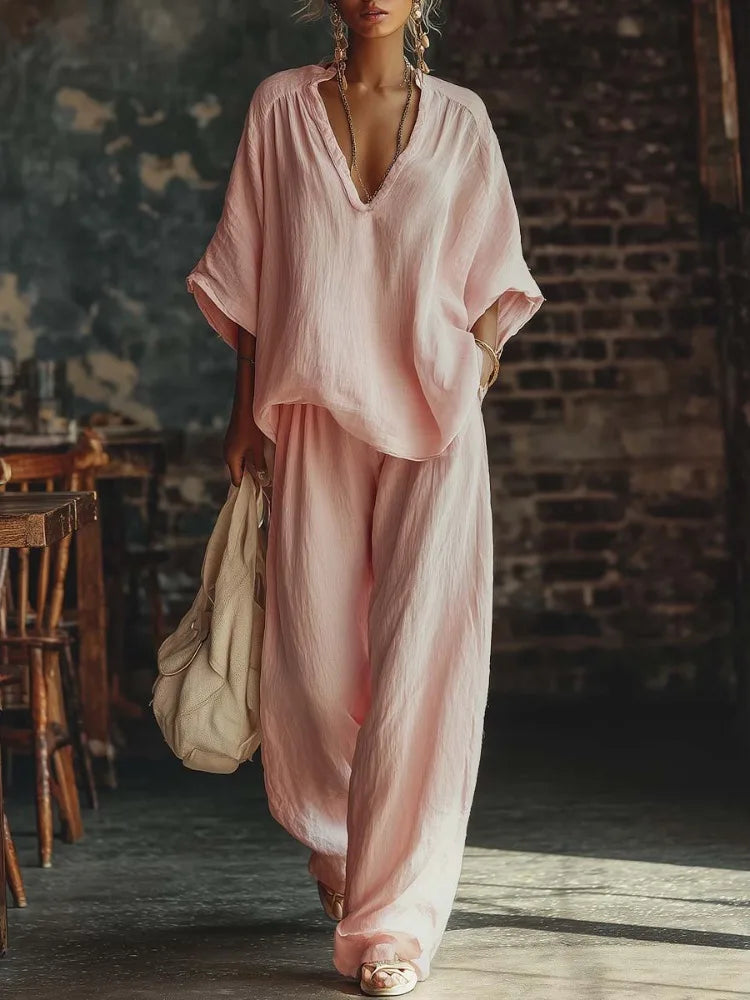 🌷Danae Relaxed Wide Leg Pant Set