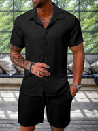 💚Leisure Textured Shirt Set