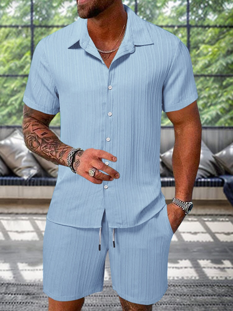 💚Leisure Textured Shirt Set