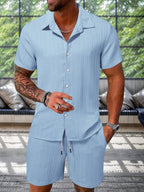 💚Leisure Textured Shirt Set