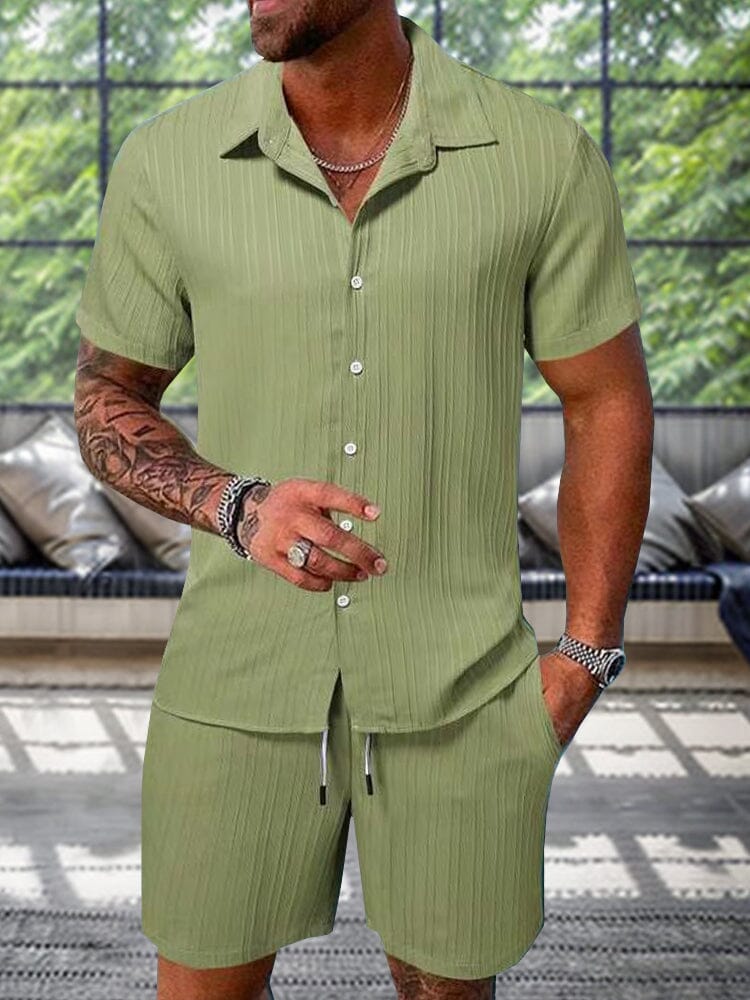 💚Leisure Textured Shirt Set