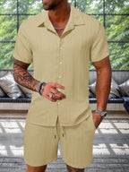 💚Leisure Textured Shirt Set