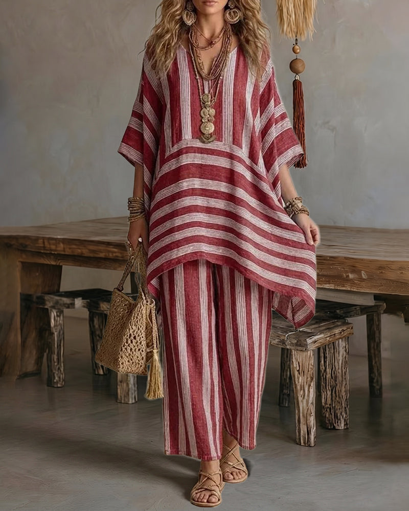 🌷🌷Casual Daily Vacation Stripe Textured Matching Set