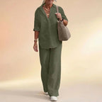 💝💝Cotton-Linen Set with Side-Slit Blouse