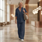 💝💝Cotton-Linen Set with Side-Slit Blouse