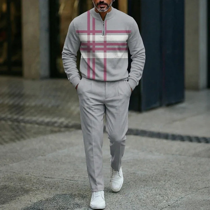 💝💝Set with Half-Zip Collar and Straight Fit