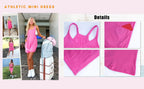 💝💝 Women's Summer Sleeveless Mini Dress with Built-in Shorts V Neck Spaghetti Straps Athletic Shorts Tennis Dress with Pockets