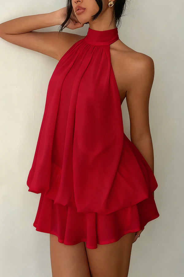 💝💝Chiffon Halter Neck Backless Mini Dress | Vacation Style