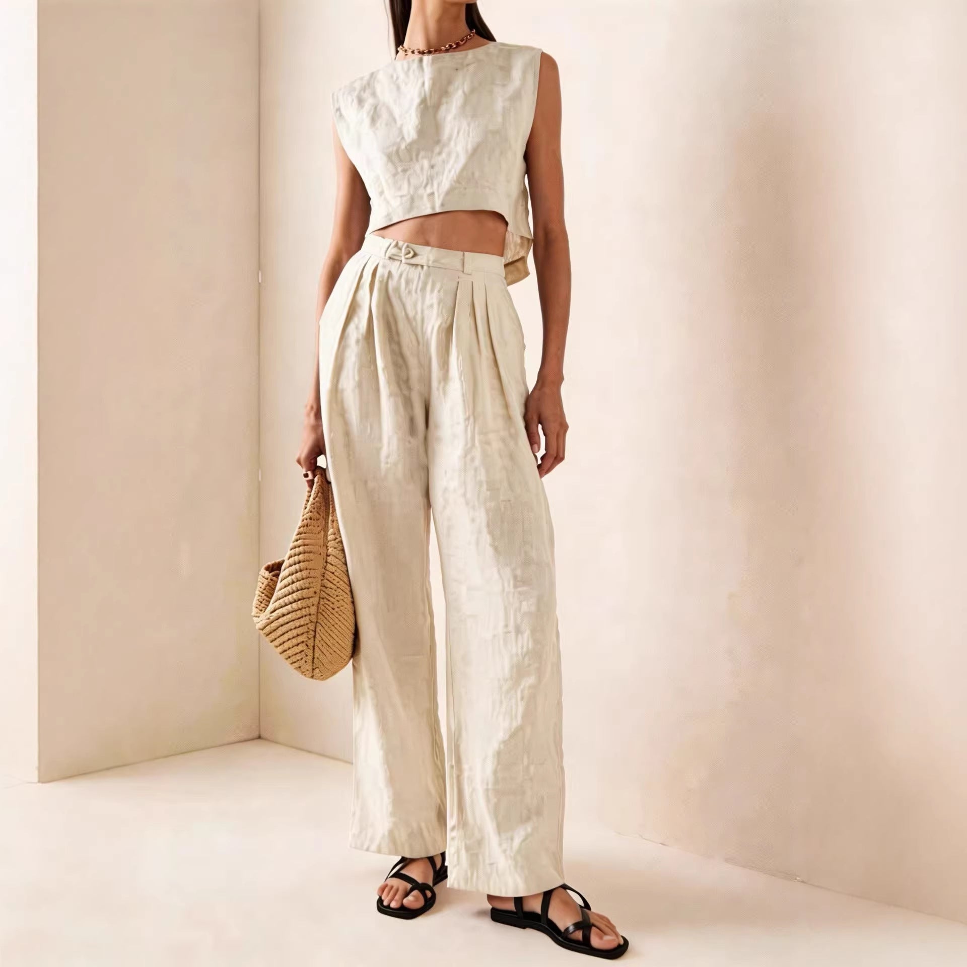 🌷Women's Crew-Neck Loose Casual Two-Piece Set – Breathable T-Shirt & Pants