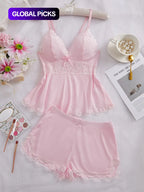 🌸 Women's Lace Trim PJ Set 🎉 Great Discount Now