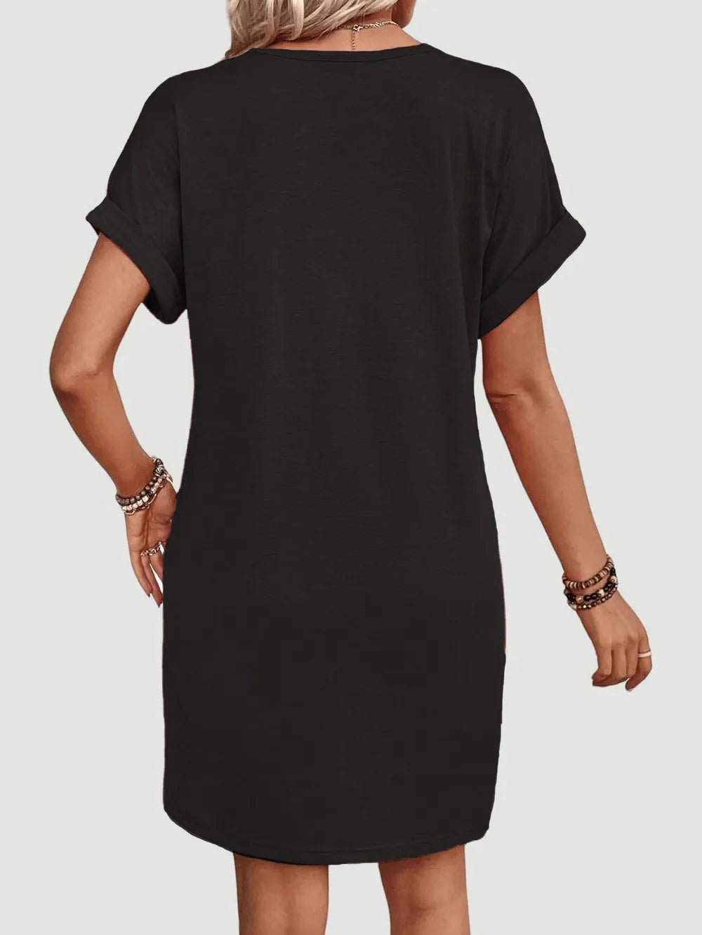 🌷🌷Francesca Quarter Button V-Neck Short Sleeve Dress