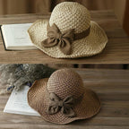 🌿🌿Straw Hat with Retro Bow – Foldable & Breathable for Summer