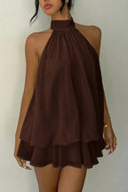 💝💝Chiffon Halter Neck Backless Mini Dress | Vacation Style