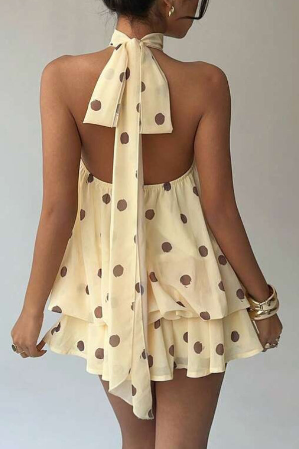 💝💝Chiffon Halter Neck Backless Mini Dress | Vacation Style