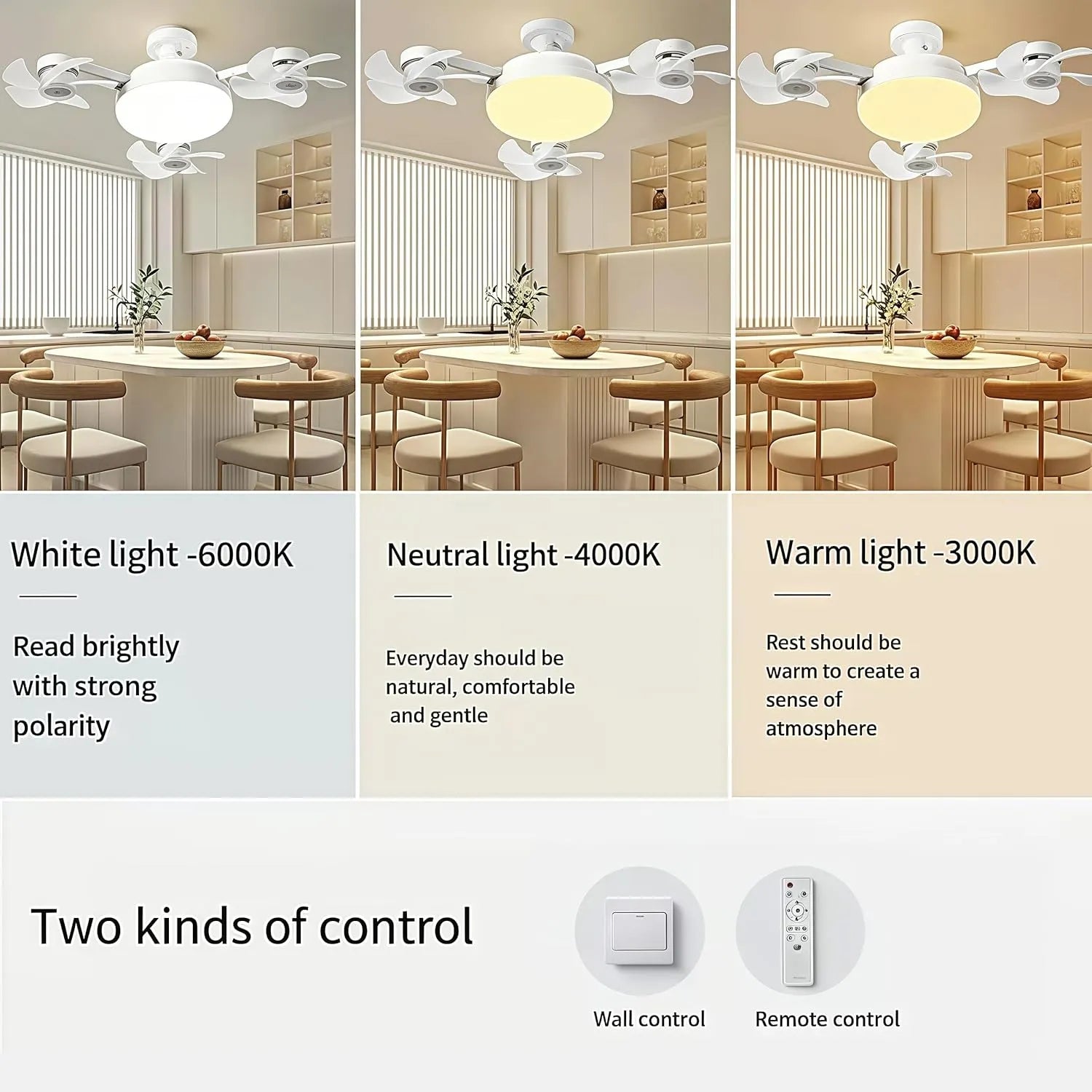 💝💝Modern ceiling fan lamp with E27 thread (model 2026) - silent 2-in-1 LED fan with remote control