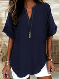 🔥🔥🔥Limited time sale Atasia - Soft-Touch Notched-Neck Blouse