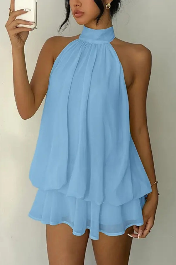 💝💝Chiffon Halter Neck Backless Mini Dress | Vacation Style
