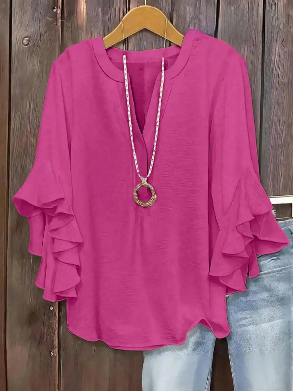 💝💝Women's plus size shirt with puff sleeves and a V-neck, elegant floral pattern, comfortable and stylish, perfect for everyday wear