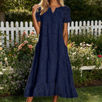 🌿🌿Today 49% off🔥2026 White Eyelet Summer Dress with V-Neck – Airy Women's Dress for Garden Parties & Weddings