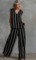 🌷🌷Women’s Sleeveless Striped Top and Full-Length Pants Set