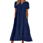🌿🌿Today 49% off🔥2026 White Eyelet Summer Dress with V-Neck – Airy Women's Dress for Garden Parties & Weddings
