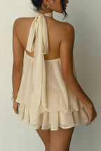 💝💝Chiffon Halter Neck Backless Mini Dress | Vacation Style
