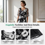 🌷🌷50% OFF NOW! ✨ Women's Floral A-Line Party Dress – Double-Layer Chiffon, Elegant Print & Knee-Length Fit 👗