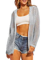 🔥🔥🔥Hot Sale 36% OFF2026 Womens Crochet Lightweight Cardigans Zip Up Hooded Cover Up