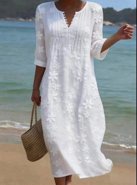 💝💝Women's casual linen dress with floral print