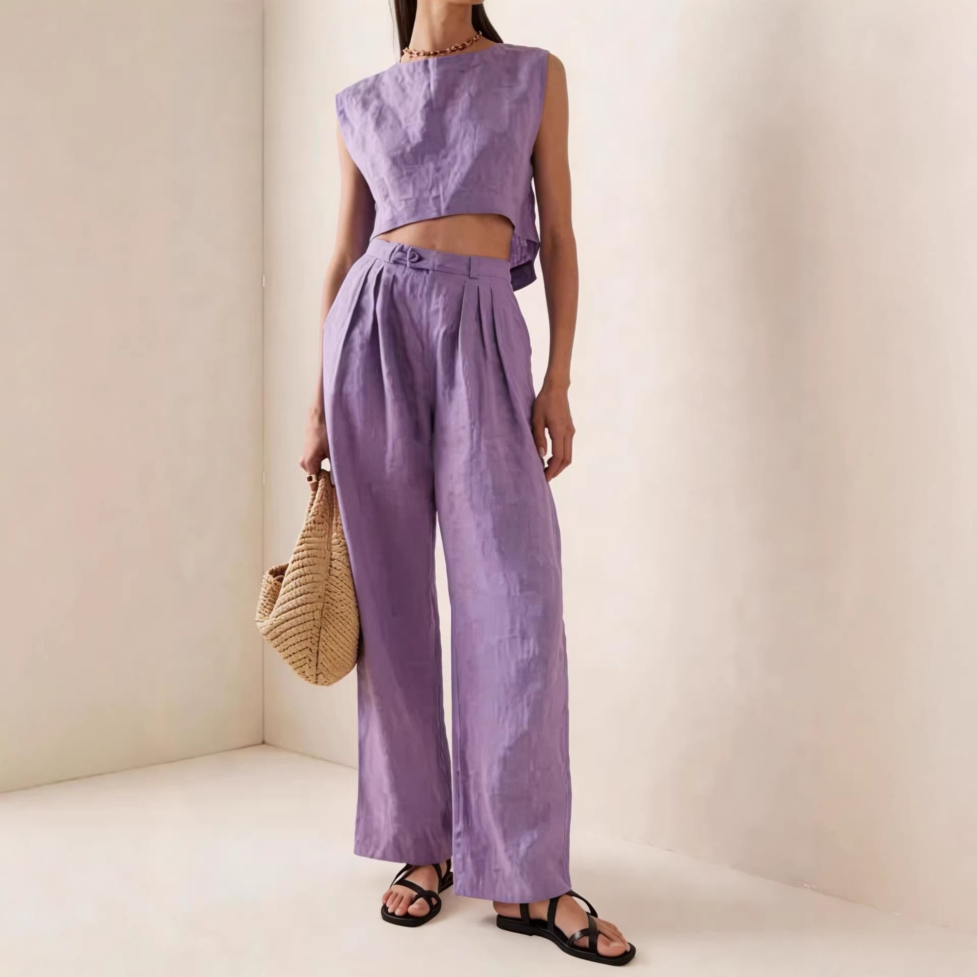 🌷Women's Crew-Neck Loose Casual Two-Piece Set – Breathable T-Shirt & Pants