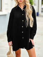 🌿🌿Limited time sale🔥Women's Gauze Button Long-Sleeved and Shorts Set